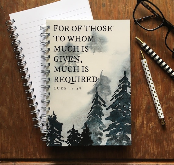 MUCH IS REQUIRED Journal | 5.5" x 8.5" | perfect for journaling, sketching, bible studies + sermon notes | soft cover spiral notebook