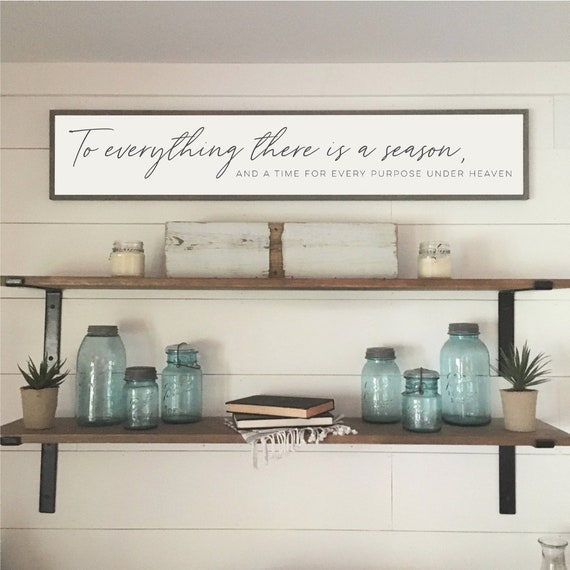 TO EVERYTHING 9"X48" sign | distressed shabby chic painted wooden sign | elegant farmhouse inspired painted wall art | Ecclesiastes plaque