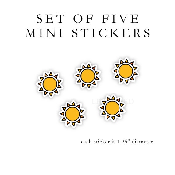 SET OF FIVE sunshine vinyl stickers | 5 stickers | laptop stickers, yeti stickers, hydroflask stickers, e-reader decal, mini stickers