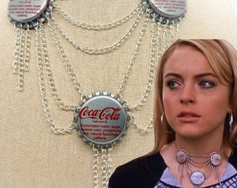 Collar vintage con tapa de botella de Coca-Cola Light, Confesiones de una reina del drama adolescente, regalo de Lindsay Lohan, accesorio de joyería, gargantilla