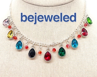 Bejeweled Adjustable Necklace Midnights Rhinestone Chain Pendant Jewelry  Teardrop Gem Gift Choker Eras Tour Taylor Inspired Swift