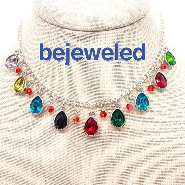 Bejeweled Adjustable Necklace Midnights Rhinestone Chain Pendant Jewelry Teardrop Gem Swiftie Gift Choker Eras Tour Taylor Swift Inspired