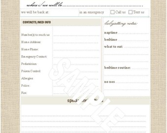 babysitting list etsy babysitting list