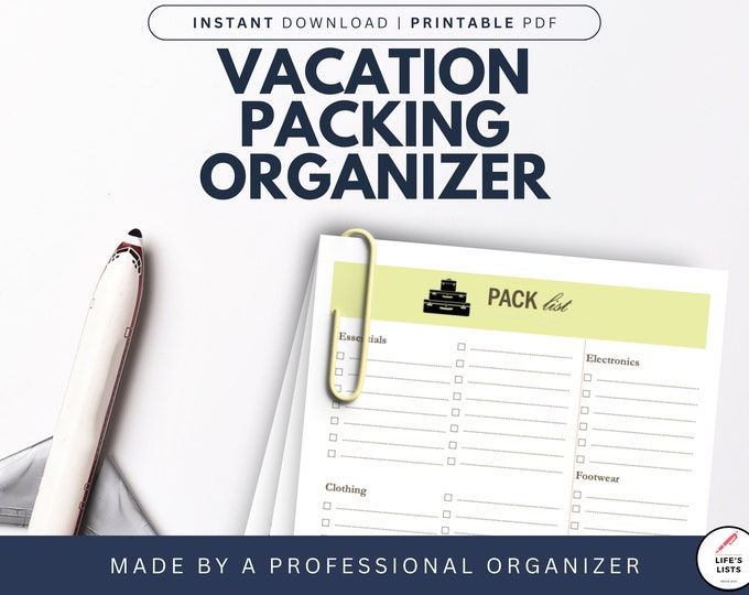 Pack List | Vacation Planner | Travel | Cheap | Organize | Packing Checklist | Planner Page | Printable | Digital Download | by Lifes Lists