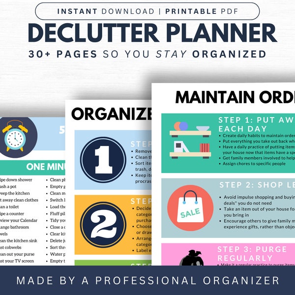 Home Declutter Planner | 33-Page Organization Toolkit (Instant Download)