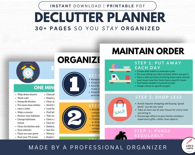 The Complete Home Declutter Planner | Family Organization | Organizing Motivation | Print On Demand | Instant Download | Life's Lists