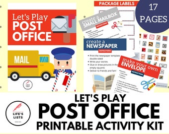Post Office Pretend Play Printable | Let's Play Post Office Printable | Digital Download | by Life's Lists