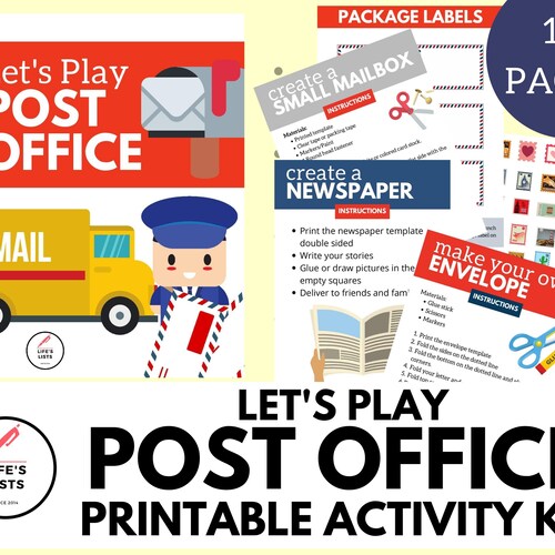 Printable Post Office Set for Children's Pretend Play | Etsy