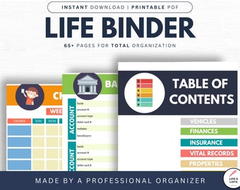 Life Binder |  Household Binder | Home Management Binder | Editable PDF | Printable | Digital Download | By Life's Lists
