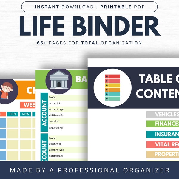 Life Binder |  Household Binder | Home Management Binder | Editable PDF | Printable | Digital Download | By Life's Lists