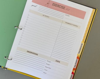 Exercise Log | Exercise Tracker | Workout Log | Workout Planner | Planner Page | Printable | Digital Download | by Life's Lists