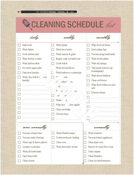 Life S Lists Printable A5 Cleaning Schedule List Etsy