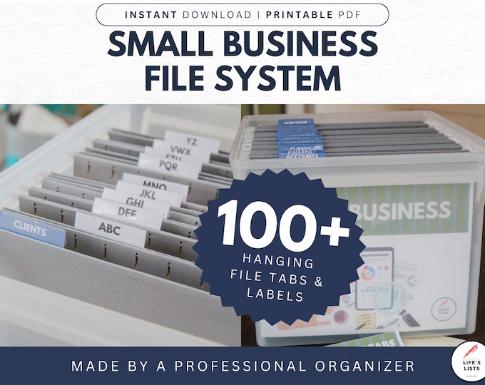 Small Business Filing System | Affordable Small Business Organization System | DIY Business File Tabs | Labels | Printable | by Life's Lists