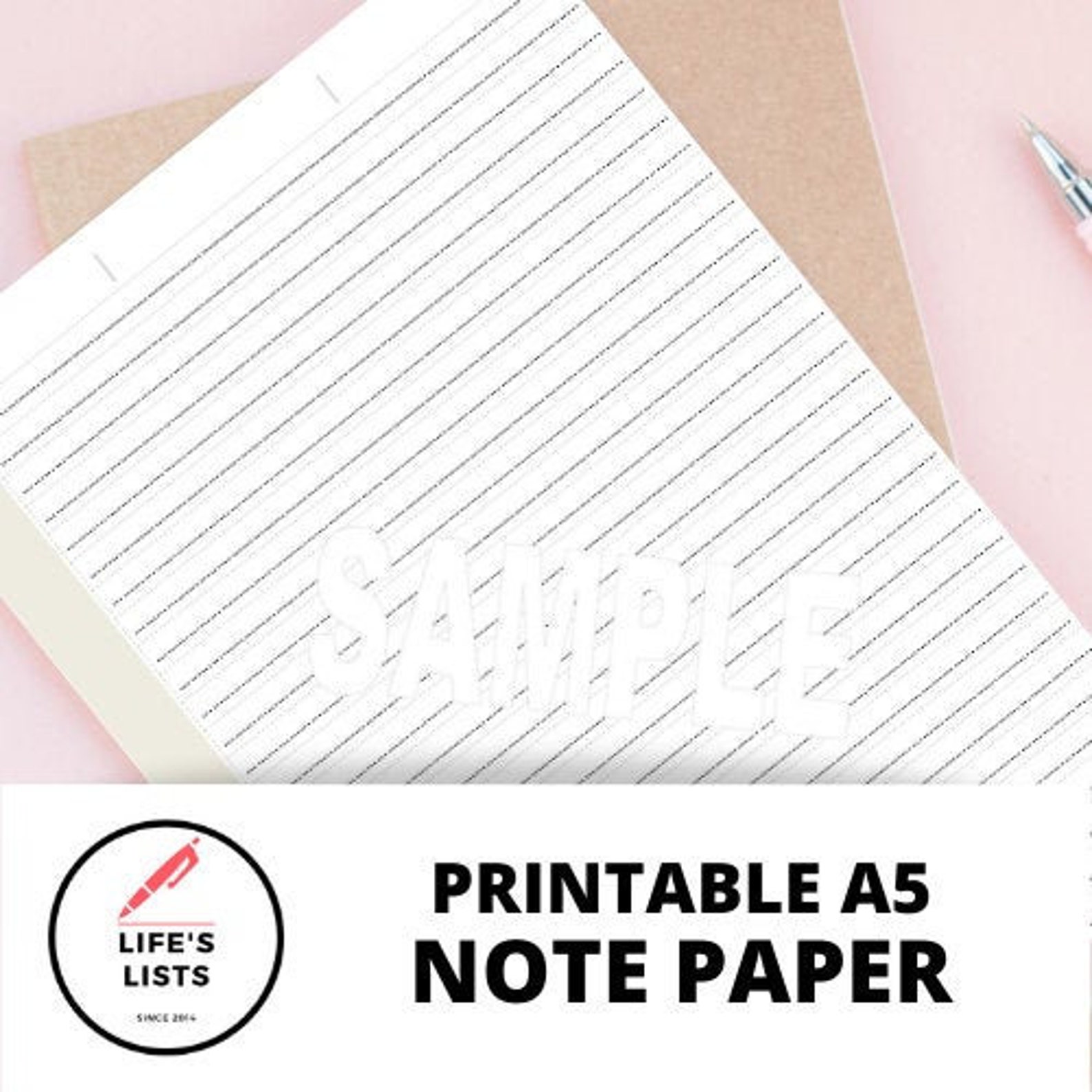 Life's Lists Printable A5 Note Paper Etsy