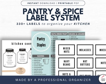 Pantry and Spice Labels | Pantry Organization System | White Minimalist Labels | Food Labels | Printable | Digital Download | Life’s Lists