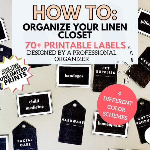 Linen Closet Organization System Linen Closet Labels Etsy