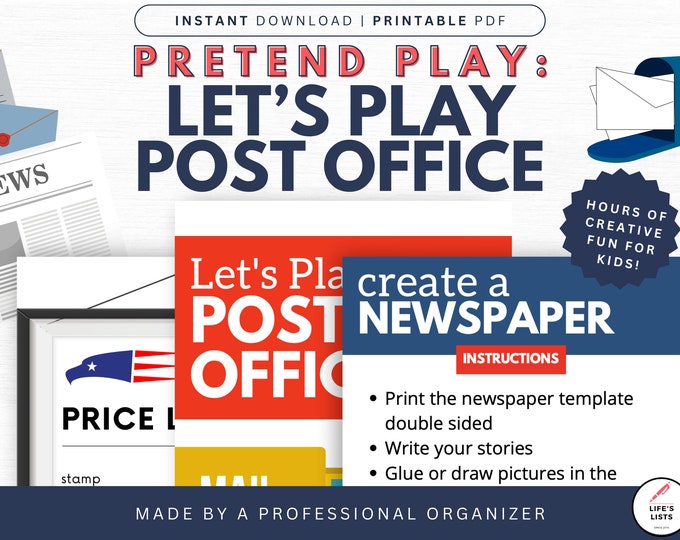 Pretend Play: Let's Play Post Office | Creative Enrichment Games for Kids | DIY Games | Printable Kids Activities | Digital Download