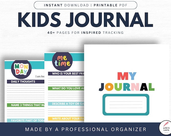 Life's Lists Printable Kids Journal – Fun, Creative, and Reflective Prompts for All Year! | 41-Page Kids Digital Download
