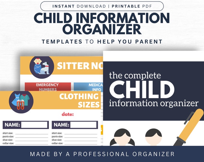 Organize Children's Information with Printable Organizer Templates | Life's Lists