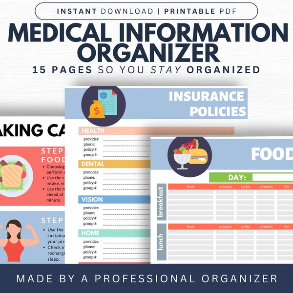 Medical Information Organizer For Home Organization | Medical Record Organize | Print on Demand | Instant Download | Life's Lists