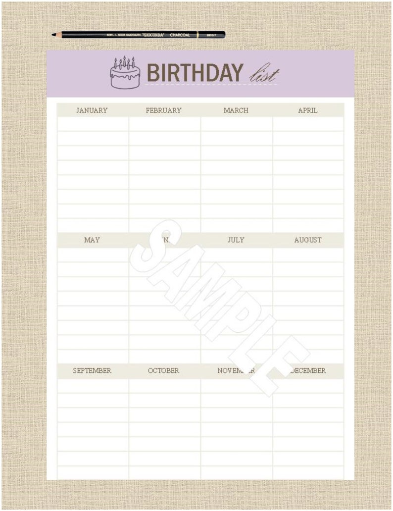 photograph regarding Birthday List Printable named Lifes Lists Printable A5 Birthday Checklist