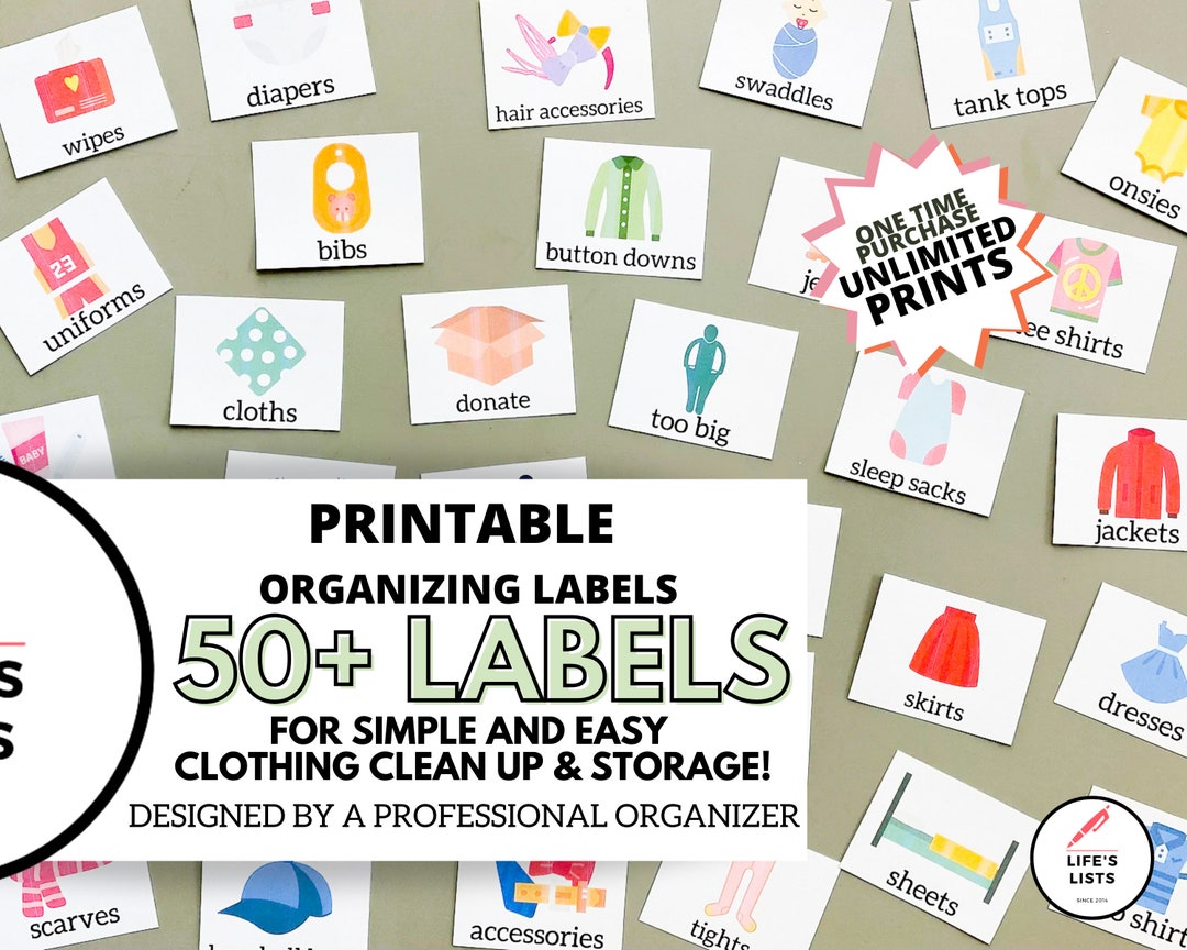 Kids Clothing and Closet Labels Nursery Labels Printable - Etsy