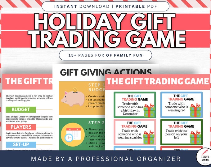 Holiday Trading Game Printable | Holiday Party Activity | Holiday Organizing | Gift Game | Secret Santa | White Elephant | Life's Lists