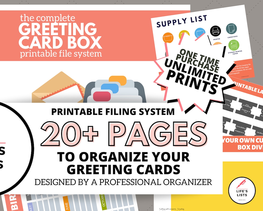 Greeting Card Filing System Card Organizer Invitation Etsy