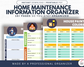Life's Lists Complete Home Maintenance Information Organizer | Declutter | Spring Clean | Print On Demand | Instant Download | Life's Lists