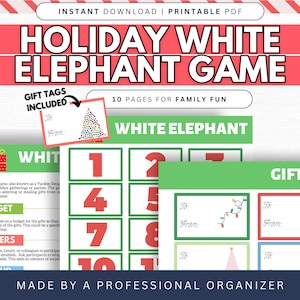 Holiday White Elephant Game Printable | Christmas White Elephant Game | Yankee Swap | Instant Download | Party Game Printable | Life&#39;s Lists