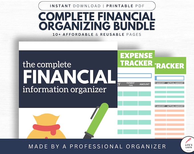 The Complete Financial Information Organizer | Expense Tracker | Budget Planner | Money Manage | Debt Relief | Budgeting Help | Life's Lists