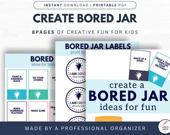 Life's Lists Create a Bored Jar Game | Kid Activity | Family Fun | Print On Demand Products | DIY Project Kid | Digital Print | Life's Lists