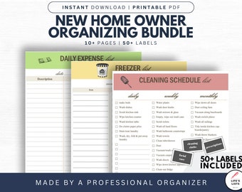 New Home Owner Organization Bundle | How To Organize New Home | Kitchen, Linen Closet, Home Printable Planner Pack | Instant Download