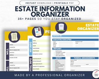 Life's Lists Complete Estate Information Organizer | Home Organization | Print On Demand | Instant Download | Family Planning | Life's Lists