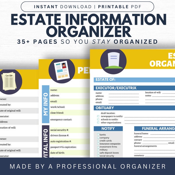 Life's Lists Complete Estate Information Organizer | Home Organization | Print On Demand | Instant Download | Legacy Planning | Life's Lists