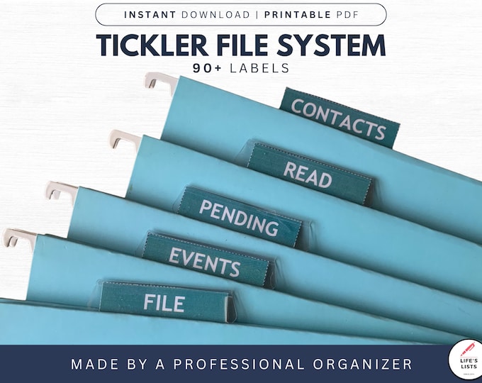 Tickler File System | Printable Tickler File Tabs | Digital Download | by Life’s Lists