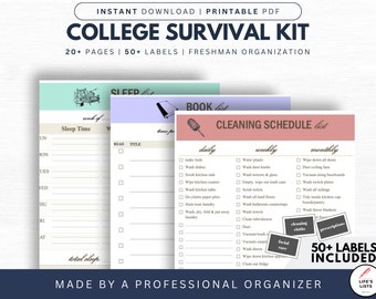 College Freshman Survival Guide | Dorm Organization | College Planning, Planner Pages, Student Sheets, Class Activities | Instant Download