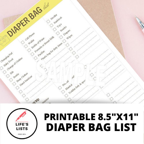 Diaper Bag Packing List Diaper Bag Checklist Baby Packing Etsy