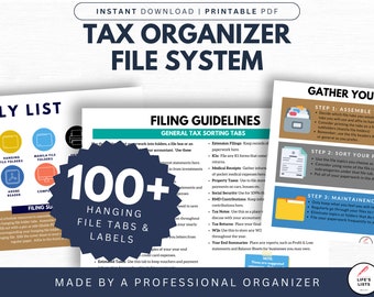 Tax Organizer Printable Filing System for Easy Bookkeeping | Instant Download| Life's Lists