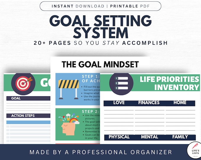 The Complete Goal Planning and Bucket List System  | Goal Planner | Goal Organizer  | Printable | By Life's Lists