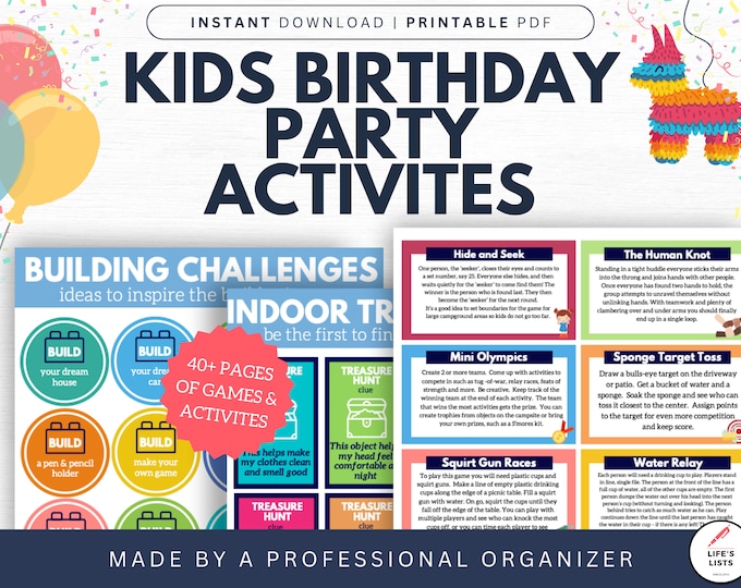 Kids Birthday Party Bundle | Fun Birthday Party Activities for Kids | Printable |  Kids Summer Activities | Digital Download