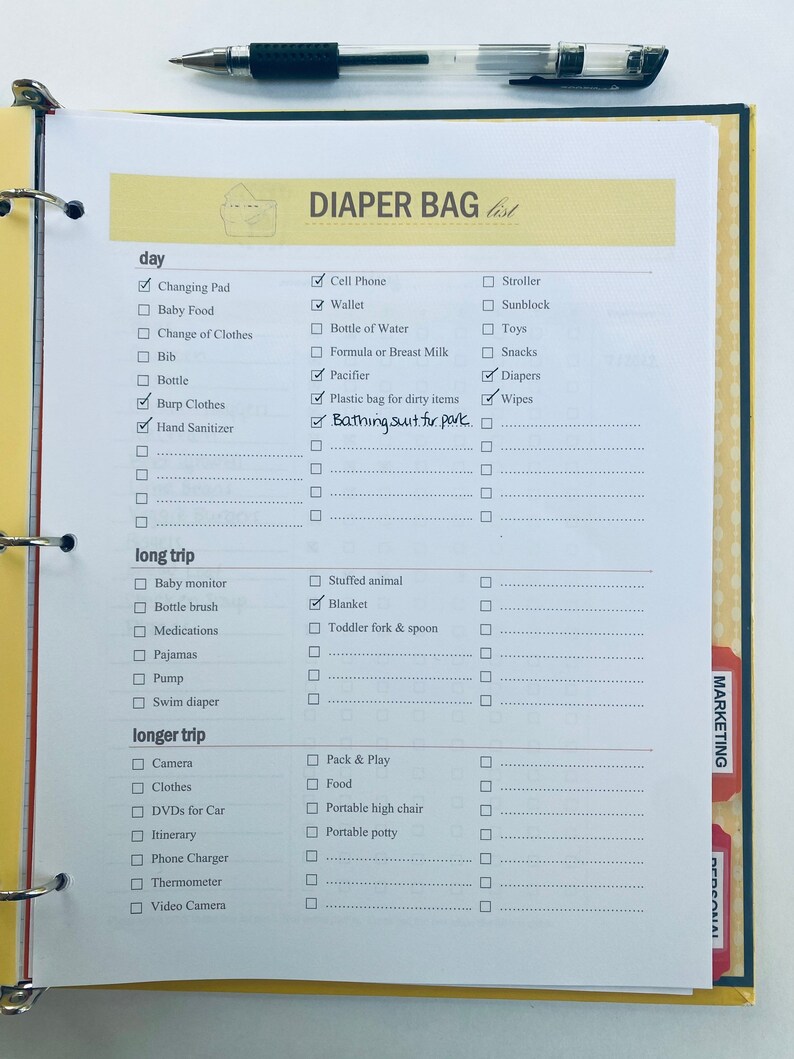 Diaper Bag Packing List Diaper Bag Checklist Baby Packing Etsy