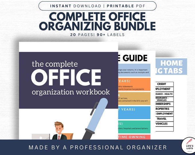 Office Organization Templates | Home Office Labels | Small Business | Work From Home Filing | Instant Download | Life's Lists