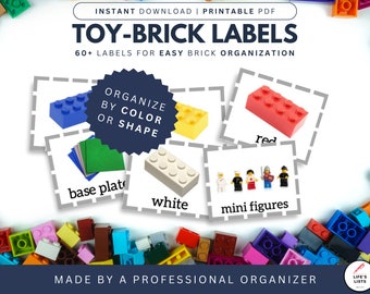 Building Bricks Organization Labels | Color & Shape Sorting (Digital Download)