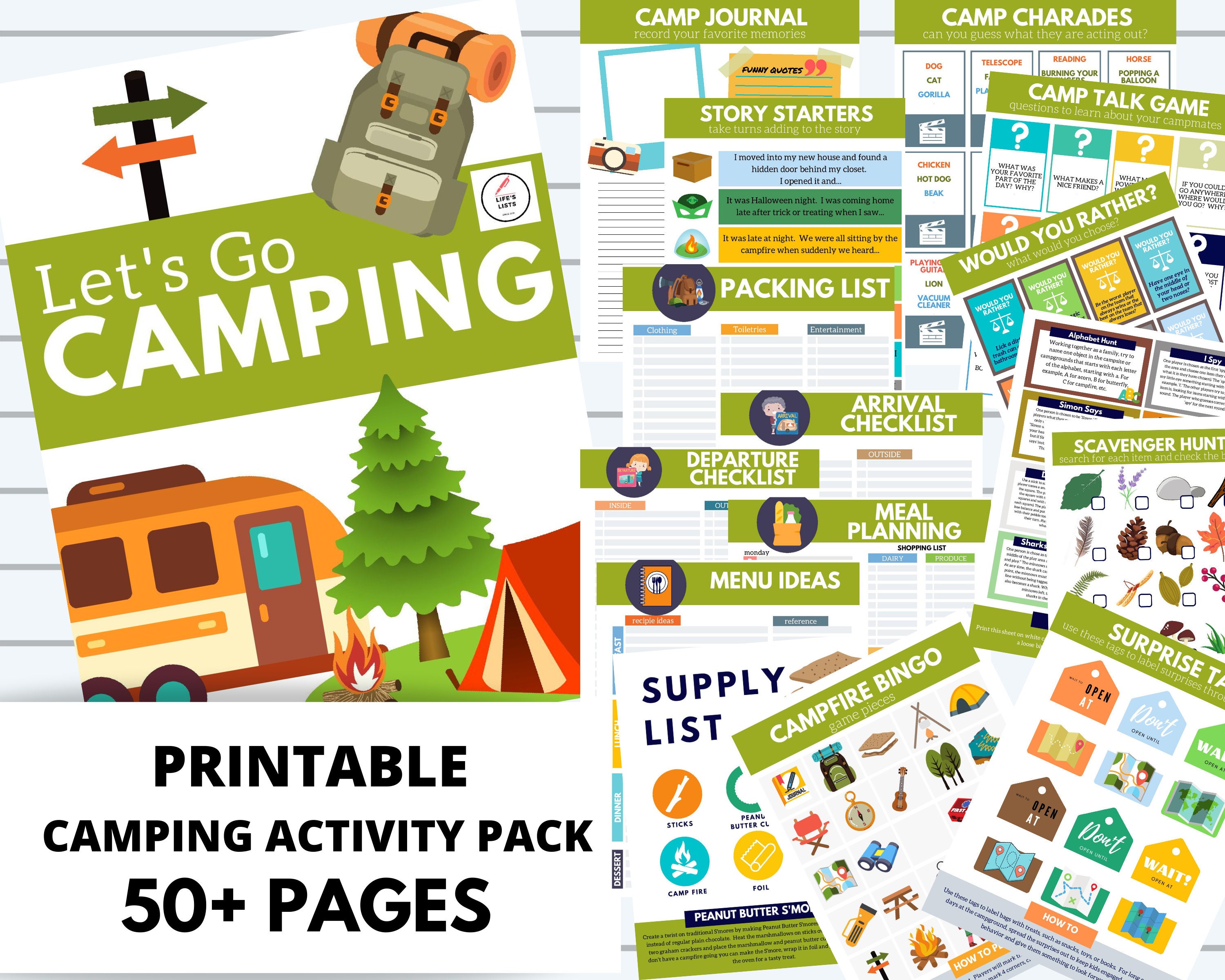 Life's Lists Let's Go Camping Activity Pack - Printable Campi…
