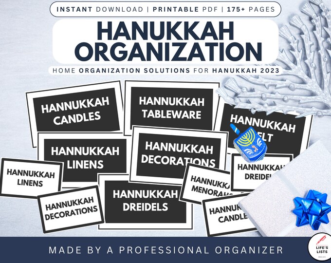 Holiday Decoration Storage Labels Pack | Hanukkah Storage Labels | Instant Download | Life's Lists