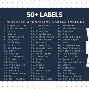 List of Life's Lists playroom/toy room labels that can also be used as classroom labels.