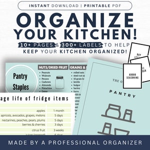 Kitchen Organization Kit | Pantry & Spice Labels, Recipe Tracker (Printable PDF)