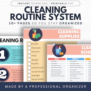 Système de routine de nettoyage | Listes de contrôle pour le ménage (PDF imprimable)
