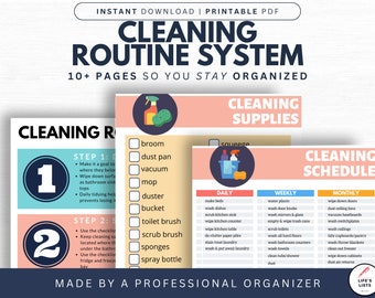 Cleaning Routine System | Household Cleaning Checklists (Printable PDF)